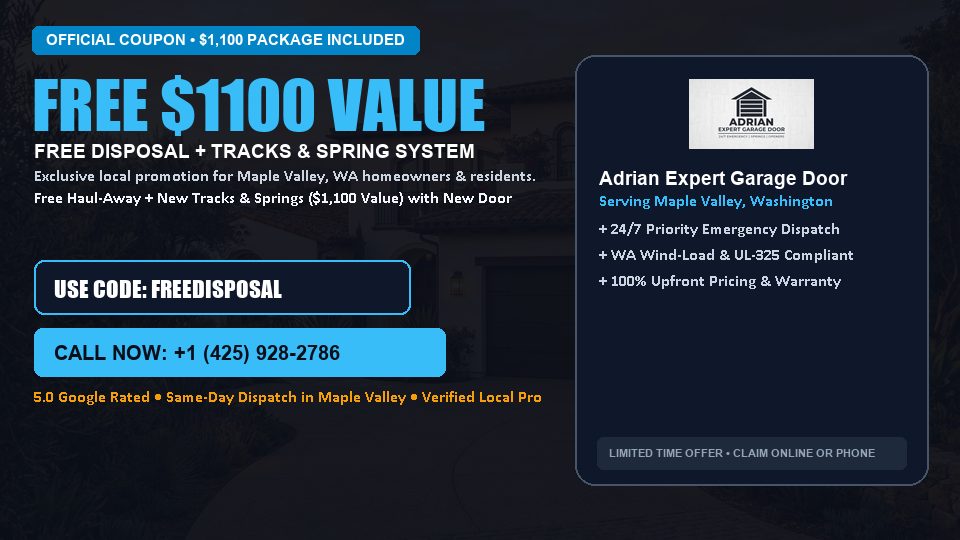 FREE Old Door Haul-Away & Heavy-Duty Tracks in Maple Valley, WA - Adrian Expert Garage Door