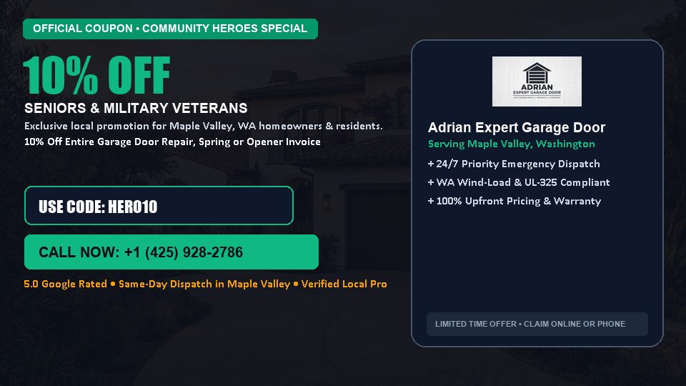 10% OFF Senior, Military & First Responder Discount in Maple Valley, WA - Adrian Expert Garage Door